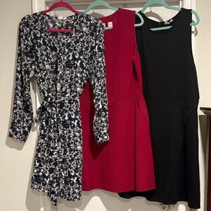 Three GAP Women's Dresses - Black, Red, Floral